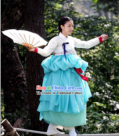 Ancient Korean Fan Dance Costumes and Fan Set