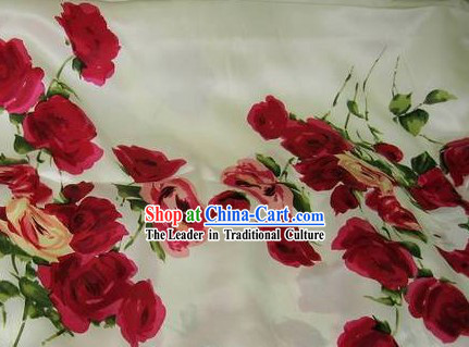 Chinese Pure Silk Rose Fabric