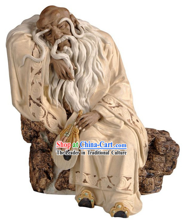 Chinese Classic Shiwan Ceramics Statue Arts Collection - Laozi Thinking