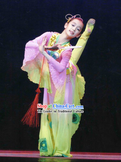 Chinese Classic Fan Dance Costume for Kids