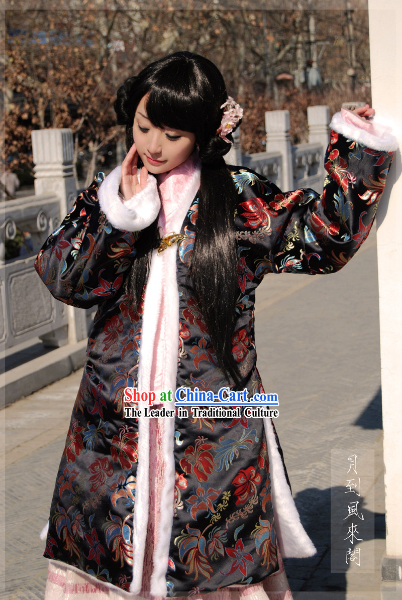 Ancient Royal Winter Long Cotton Jacket and Skirt Set