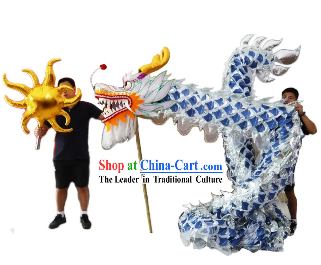 Competition and Performance Silver Lightweight Net Dragon Dance Costumes Complete Set