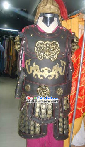 Ancient Chinese General Armor Costumes and Helmet