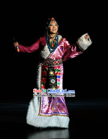 Chinese Tibetan Singer Clothing and Hat Set