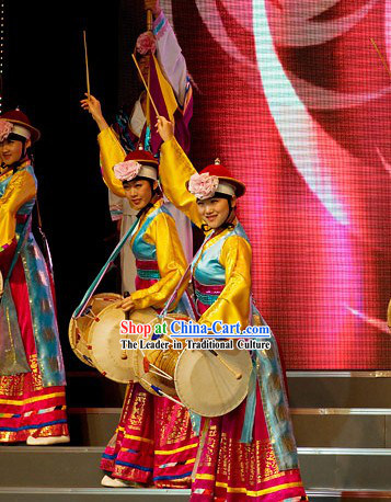 Ancient Korean Drummer Costume and Hat Set