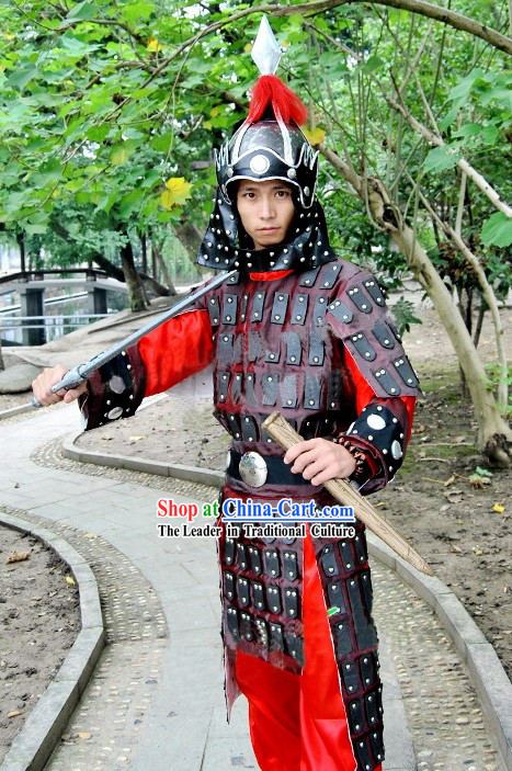 Ancient Chinese General Armor Costumes and Helmet Complete Set