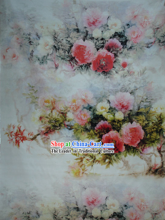 Traditional Chinese Silk Peony Fabric