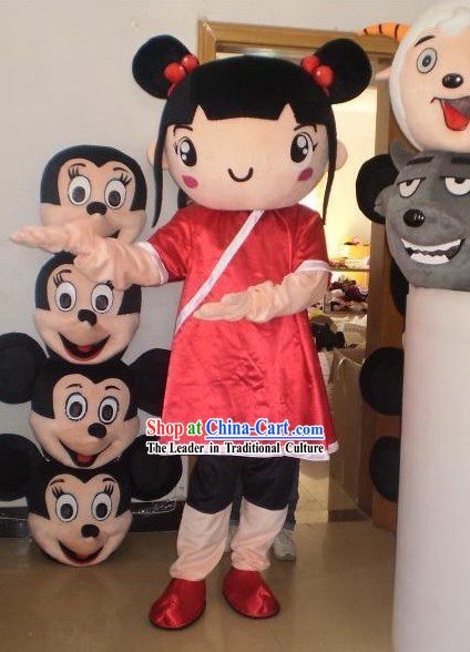 Chinese Girl Mascot Costumes Complete Set