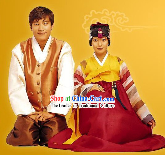 Ancient Korean Hanbok Two Sets for Men and Women