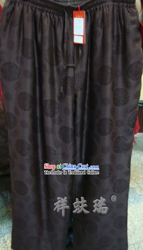 Chinese Peking Rui Fu Xiang Silk Pants for Men