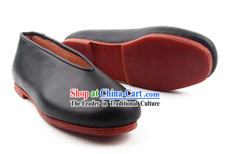 Traditional Chinese Beijing Bu Ying Zhai Cow Leather Black Shoes