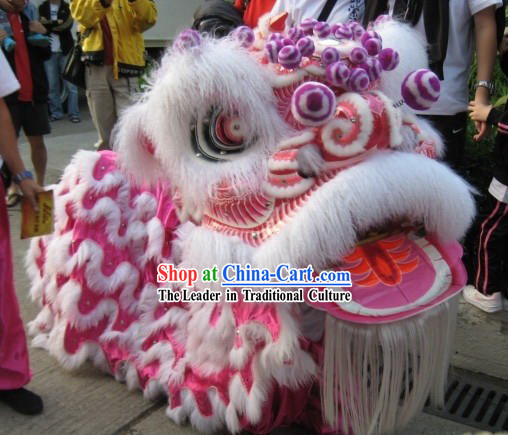 Top White Long Happy Lion Dance Costumes Complete Set