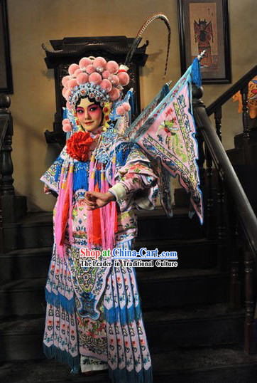 Chinese Peking Opera Da Kao Armor Costumes and Helmet Full Set for Women