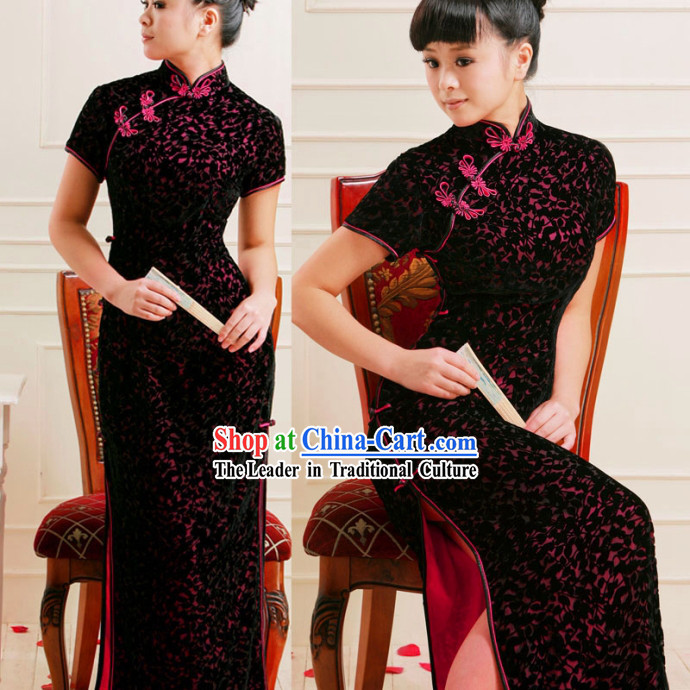 Standard Chinese Long Flower Cheongsam