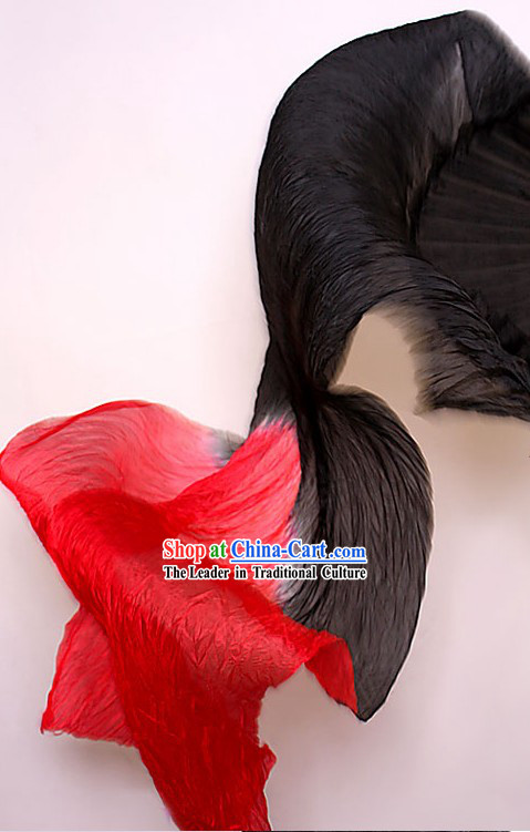 Black to Red Color Transition Silk Dance Fan