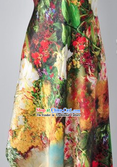 Chinese Silk Flower Fabric