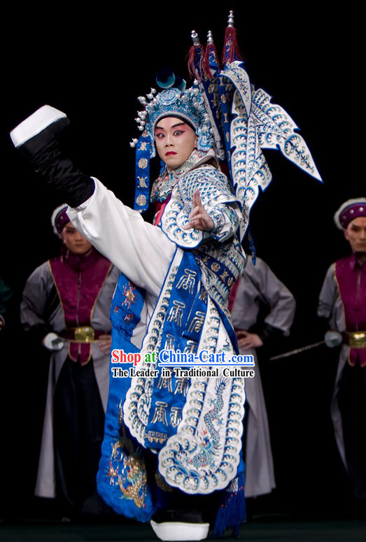 Beijing Opera Wu Sheng Fighting or Military Character Costumes and Hat