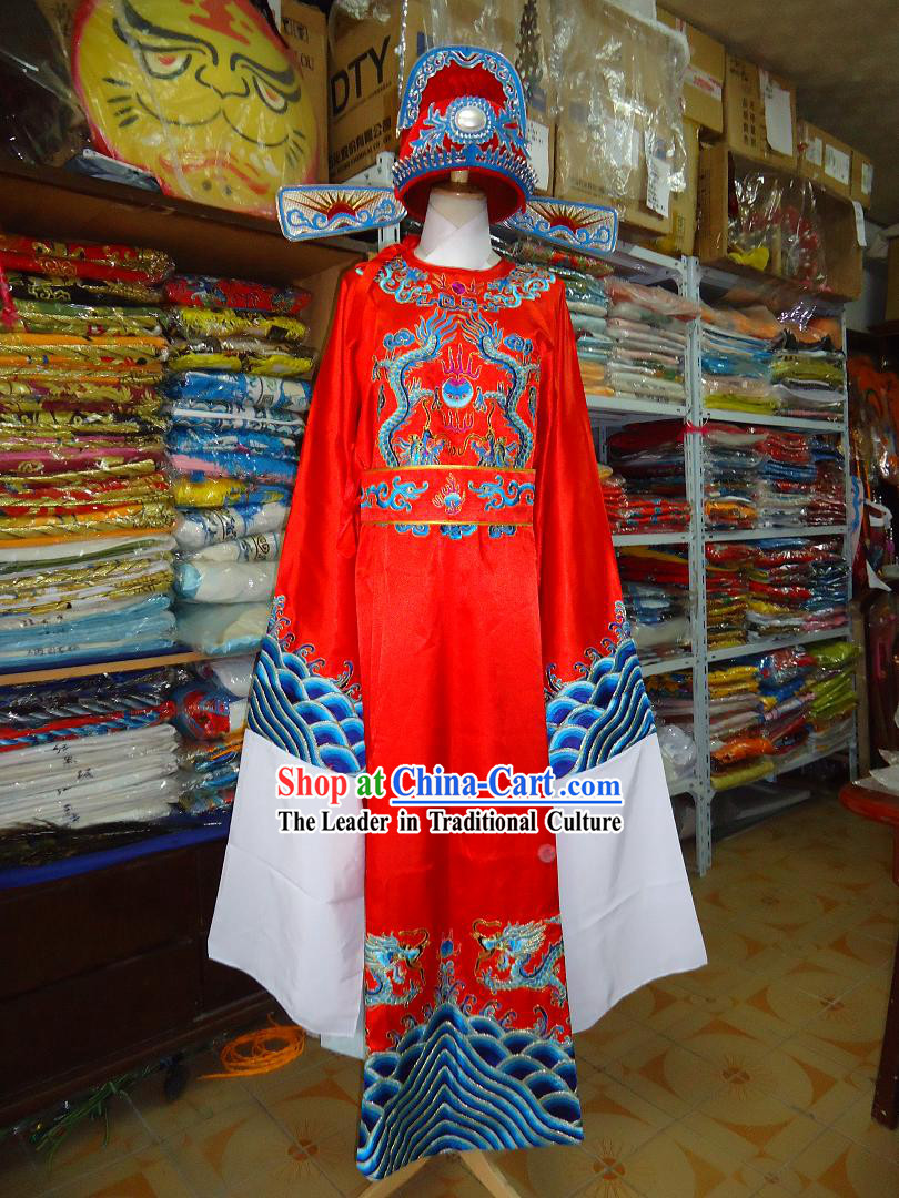 Chinese Beijing Opera Number One Scholar Costume and Hat for Men