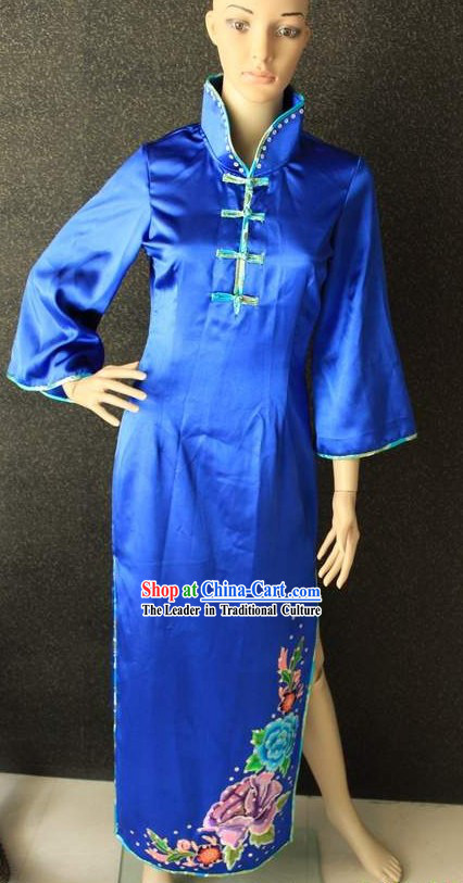 Chinese Folk Blue Dance Costumes