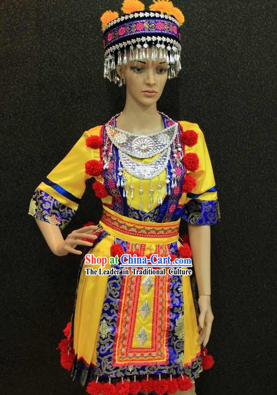 Yunnan Miao Minority Tribe Dress and Accessories Set