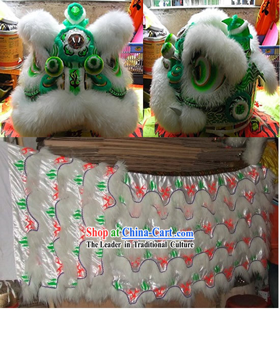 Supreme Green Base Luminous Fluorescent Lion Dance Costume Complete Set