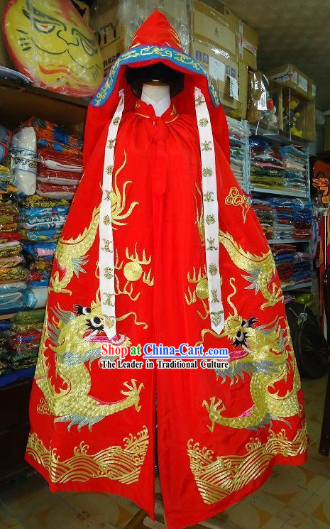 Traditional Chinese Opera Golden Dragon Cape