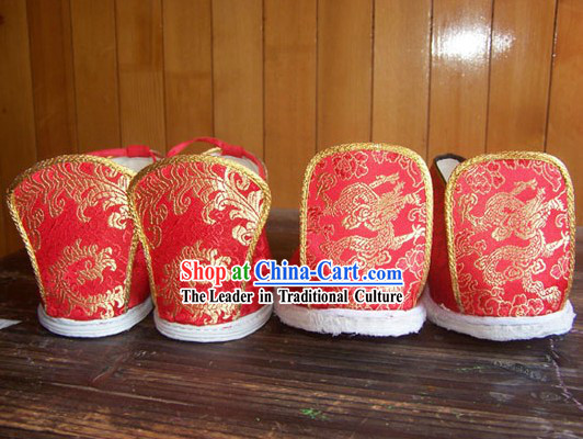 Traditional Chinese Bride and Bridegroom Wedding Shoes 2 Pairs