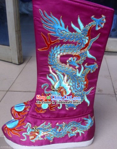 Traditional Chinese Embroidered Dragon Boots