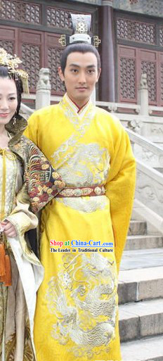 Ancient Chinese Emperor Costumes and Crown Complete Set