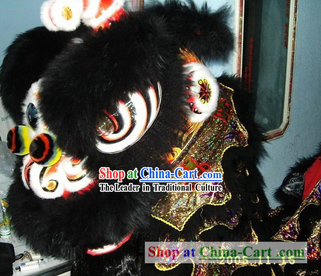 Supreme Black Wool Lion Dance Costume Complete Set