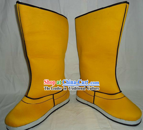 Ancient Chinese Emperor Yellow Boots for Men