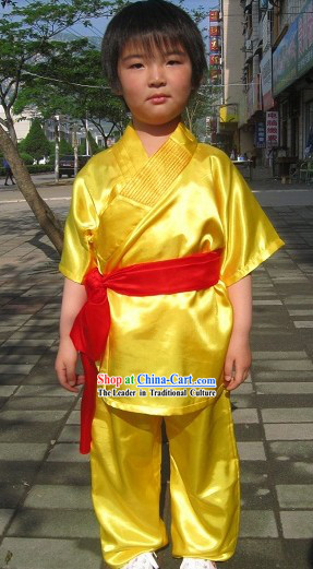 Traditional Chinese Embroidered Lotus Kung Fu Tai Chi Uniform for Kids