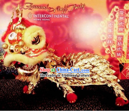 Business Opening Celebrataion Golden Lion Dance Costumes Complete Set