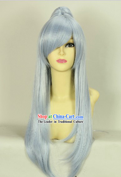 Ancient Chinese Style Long White Wig for Men