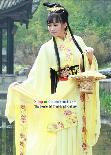 Yellow Tang Dynasty Romantic Lady Costumes