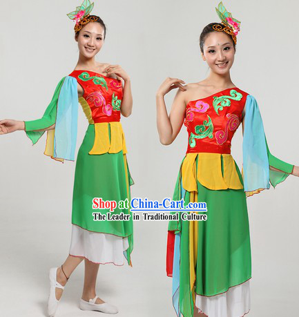 Chinese Classical Dancing Costume and Headpiece for Women