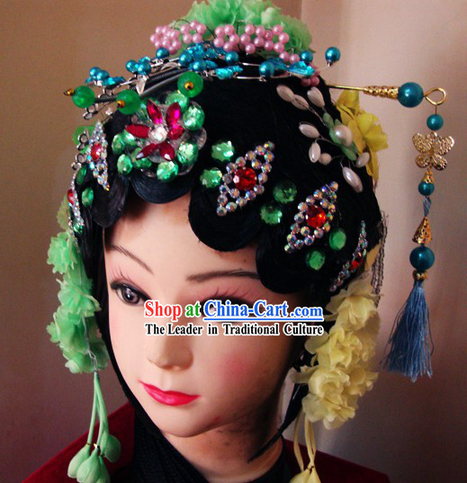 Traditional Chinese Dramatic Wig and Headpiece Set