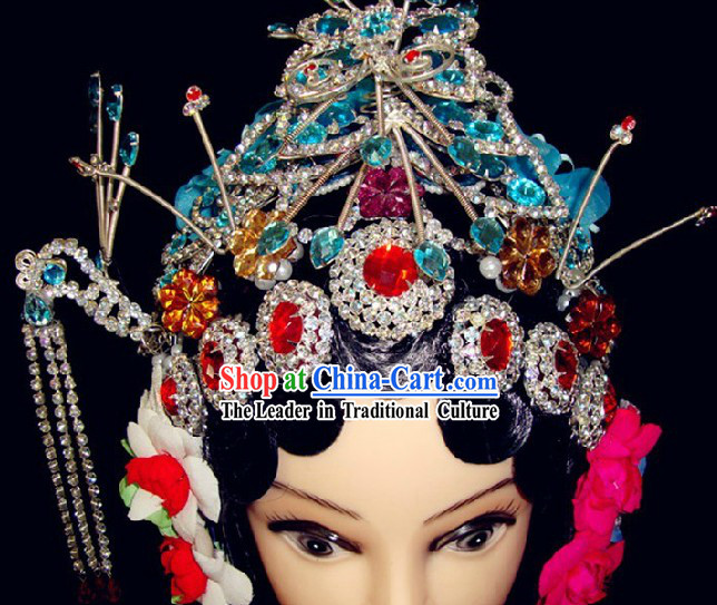 Traditional Chinese Dramatic Huadan Wig and Headpiece Set