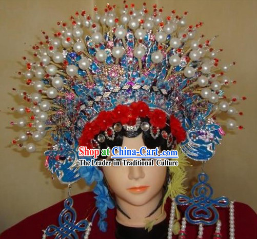 Traditional Chinese Phoenix Butterfly Coronet and Wig Set