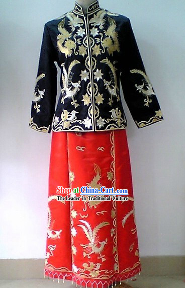 Traditional Chinese Wedding Grandmother Dragon Phoenix Clothing