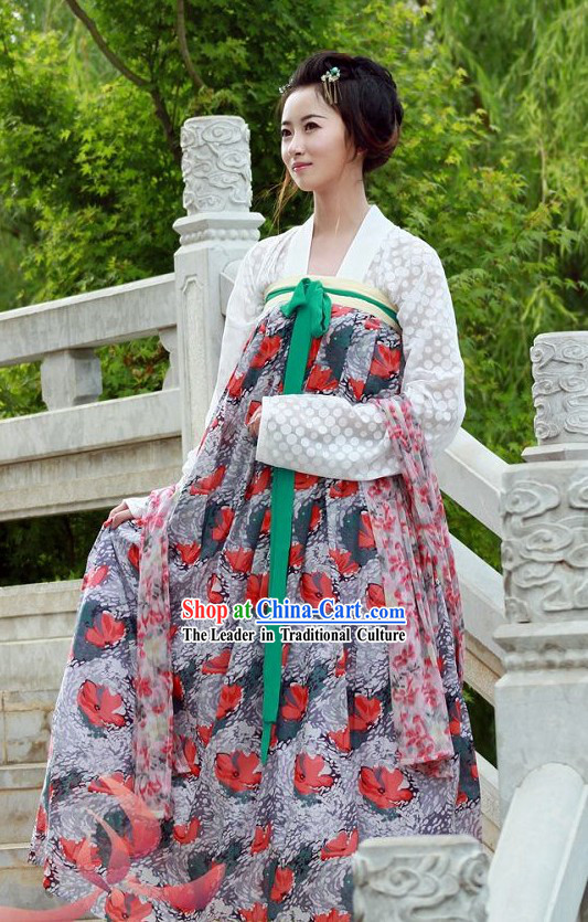 Traditional Tang Dynasty Female Clothing Complete Set