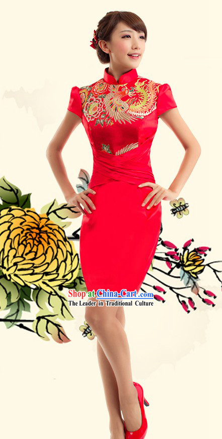 Traditional Chinese Phoenix Wedding Qipao for Women