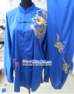 Silk Blue Dragon Kung Fu Dress for Men