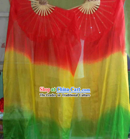 Three Color Transition Silk Dance Fan