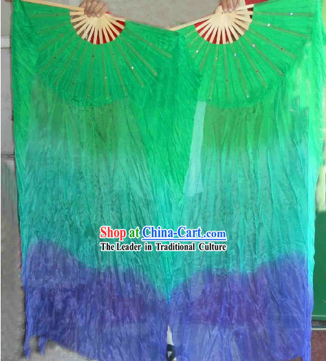 Traditional Three Color Transition Silk Dance Fan