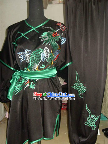 Pure Silk Long Dragon Wushu Competition Uniform for Men