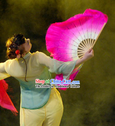 Chinese Classic Pink Silk Dance Fan