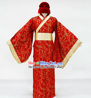 Ancient Chinese Wedding Dress and Hat for Bridegroom