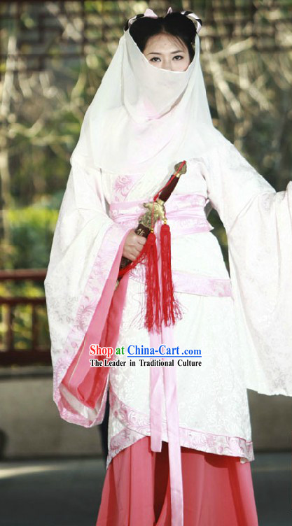 Ancient Chinese Knight Women Clothing and Veil