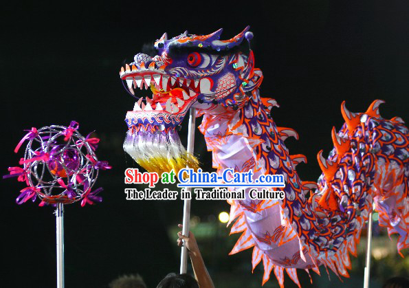 Supreme Grand Opening and Festival Celebration Purple Luminous Dragon Dance Costume Complete Set